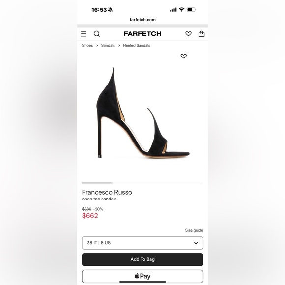 Francesco Russo Black Open Toe Sandals - Picture 1 of 10
